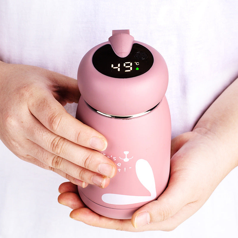 Cute intelligent thermos bottle with temperature display