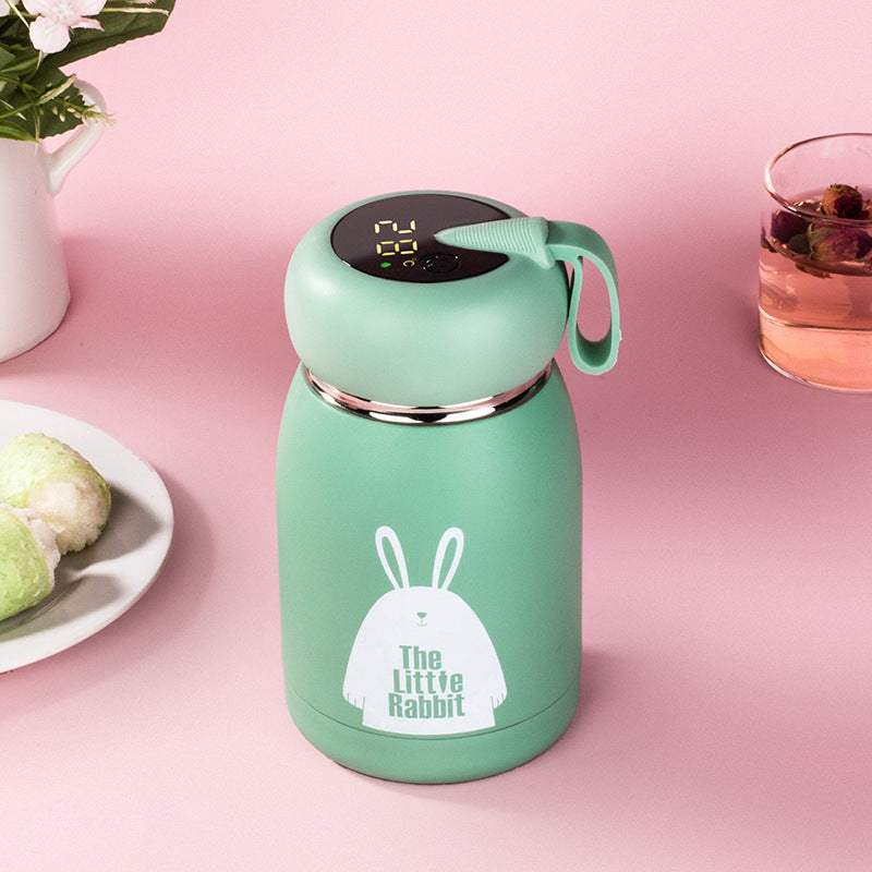 Cute intelligent thermos bottle with temperature display