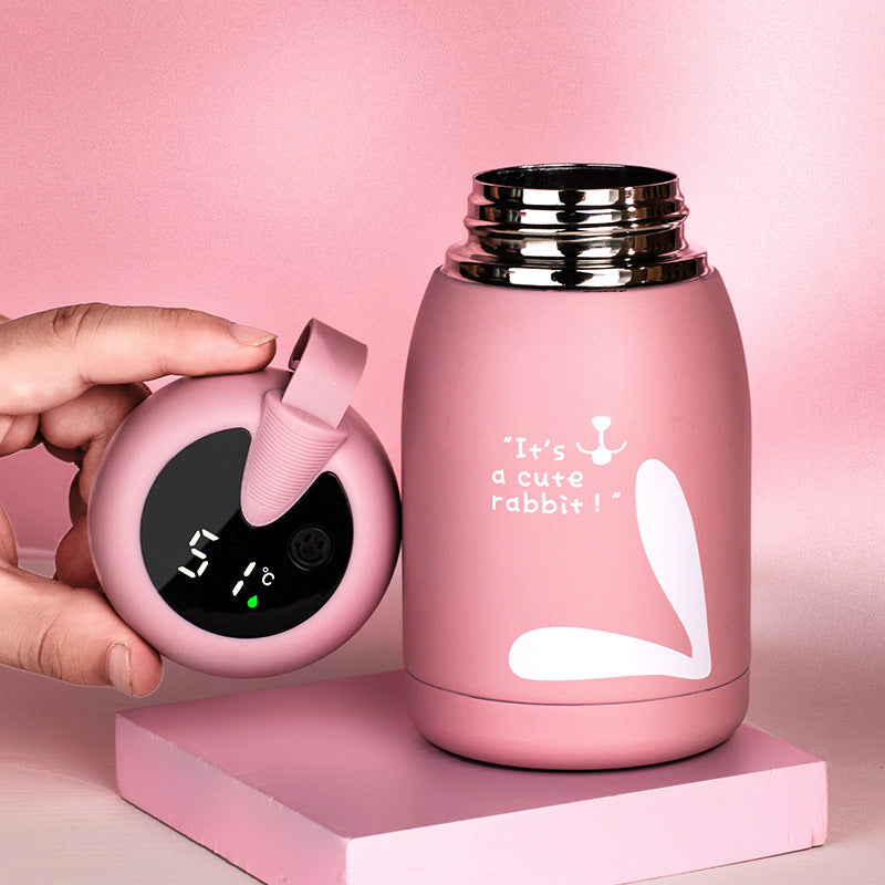 Cute intelligent thermos bottle with temperature display
