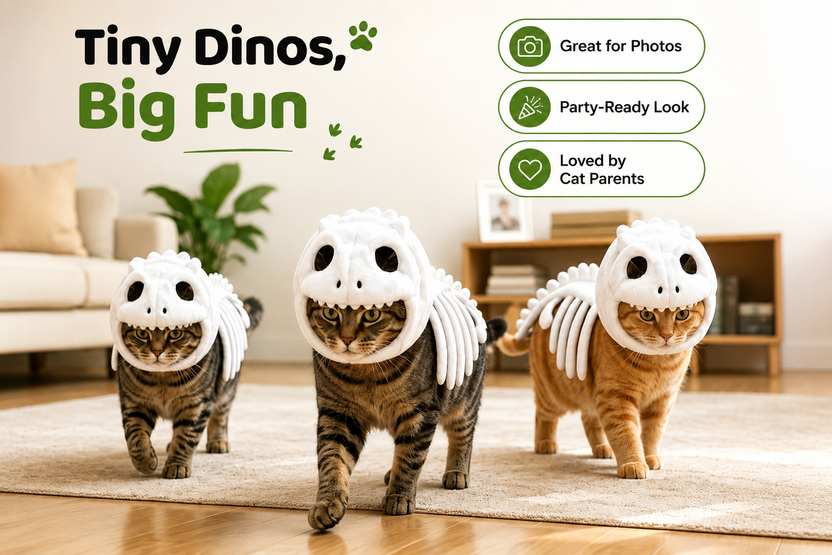 🦖Pet skull skeleton hat Halloween doll headgear