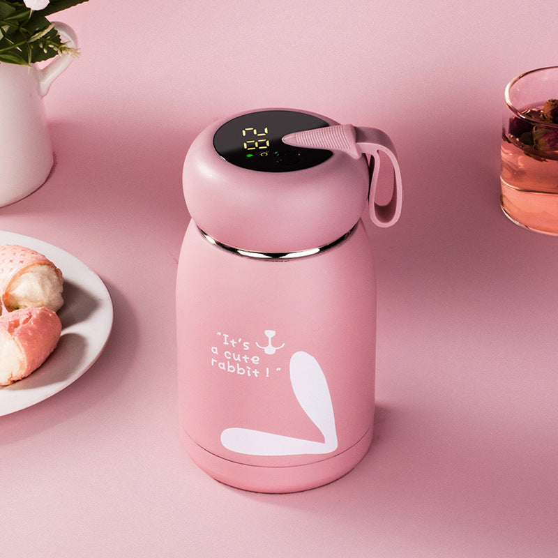 Cute intelligent thermos bottle with temperature display