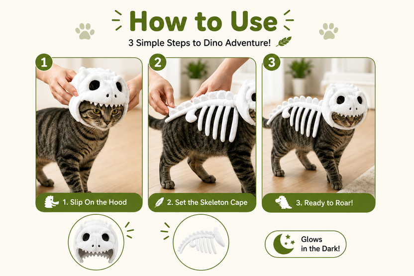 🦖Pet skull skeleton hat Halloween doll headgear