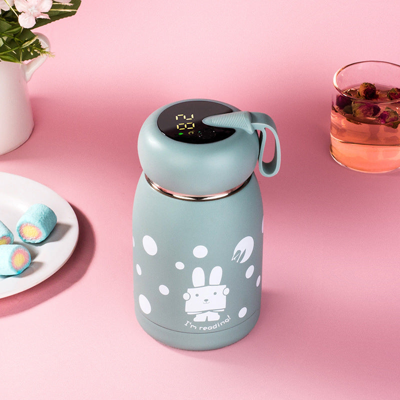 Cute intelligent thermos bottle with temperature display