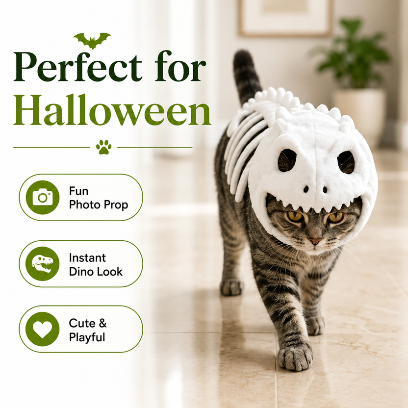 🦖Pet skull skeleton hat Halloween doll headgear