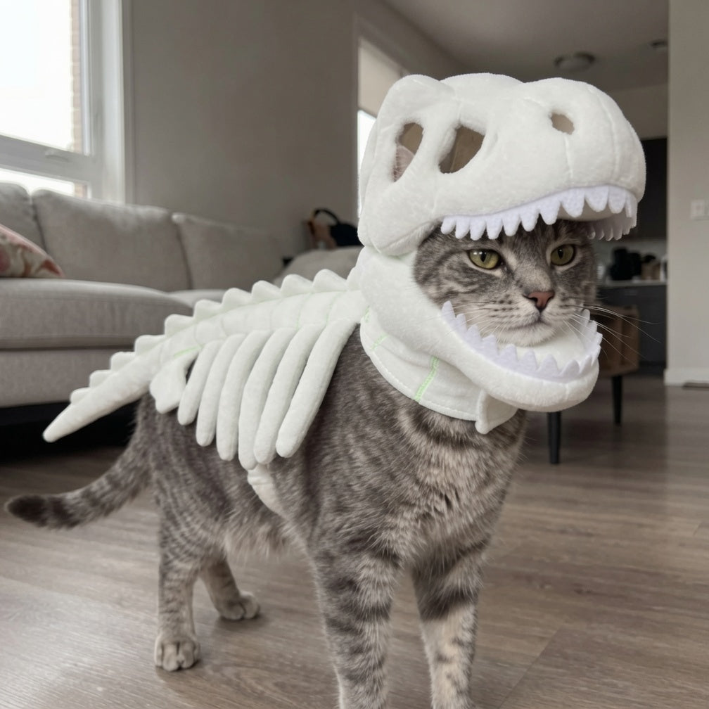 🦖Pet skull skeleton hat Halloween doll headgear