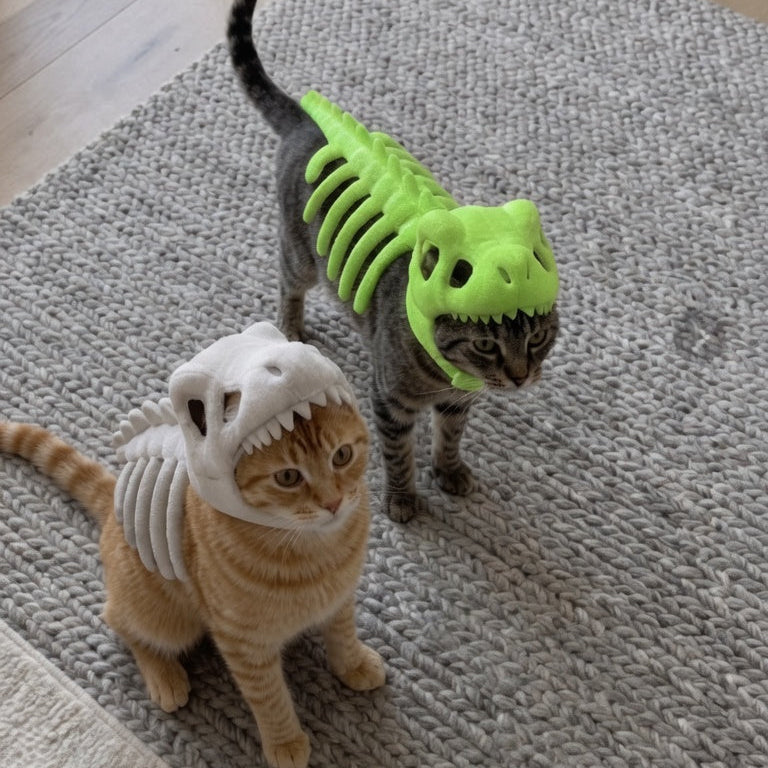 🦖Pet skull skeleton hat Halloween doll headgear